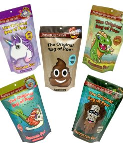 Original Variety Pack - The original Bag of Poo's first products include the original bag of poo. Its the poo emoji with a unique brown cotton candy one of a kind! It also includes the extinct dino poo, mystical mermaid poo, legendary sasquatch poo and the mythical unicorn poo.